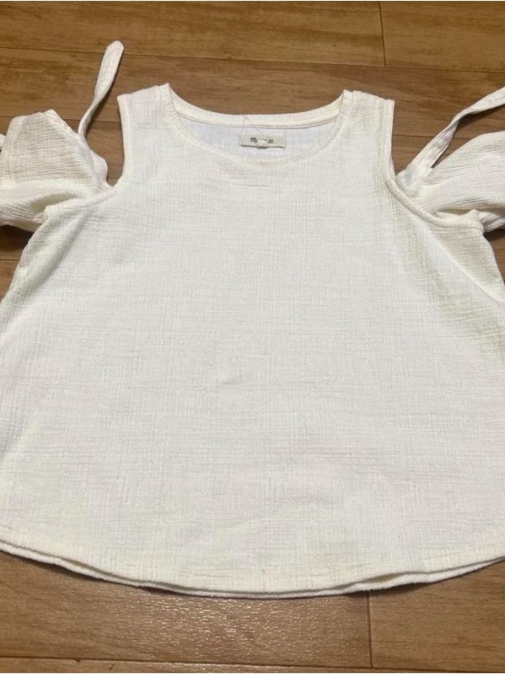 Madewell Cream Cold-Shoulder Tie-Detail Blouse - Picture 2 of 6